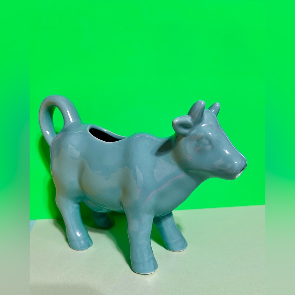 Mooo!                  Cute Teal  color  Cow Cream Pitcher